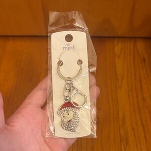 Mint Red and Silver Keychain